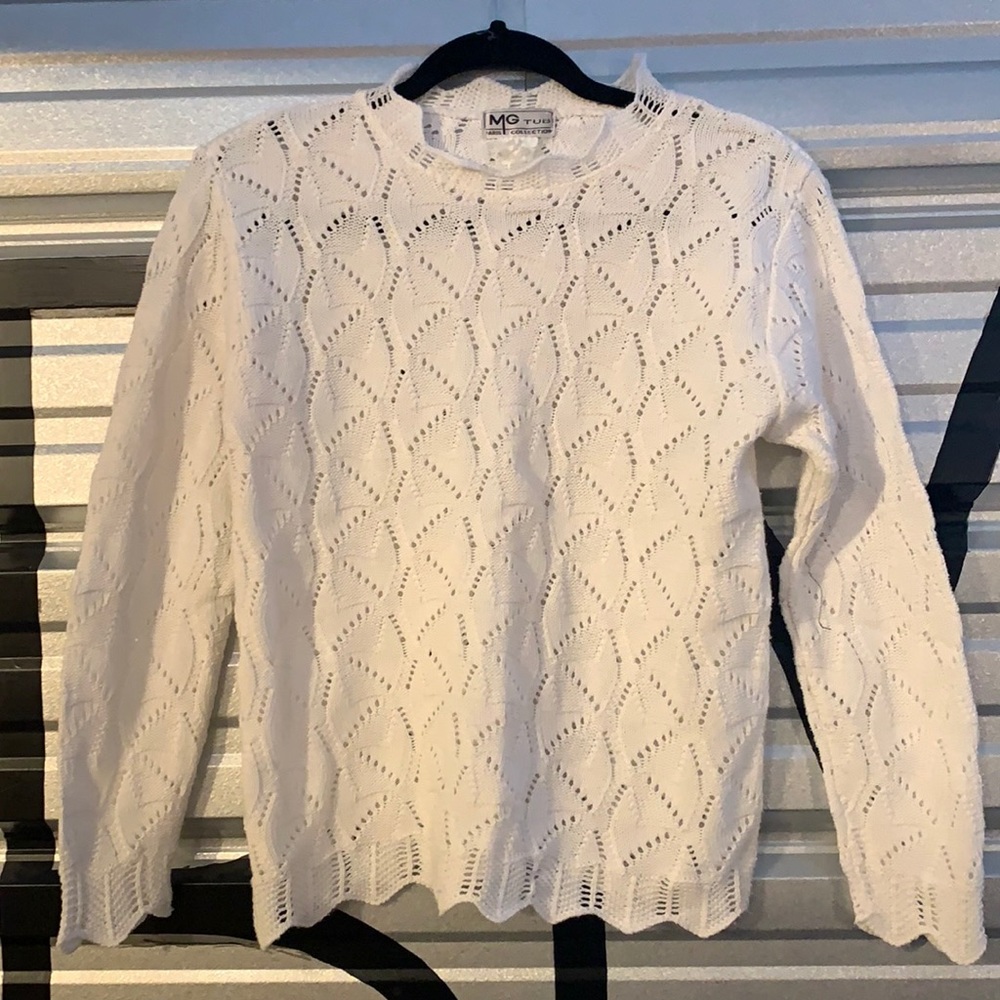 Vintage MG Tub Collection Paris White Knit High Neck Sweater